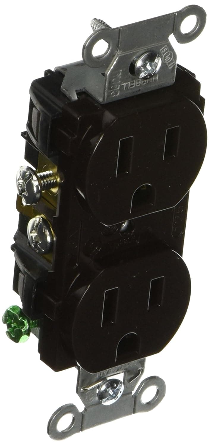 Hubbell CR15 Duplex Receptacle, Common Ground, 15 amp, 125V, 5-15 R, Brown (Pack of 10)