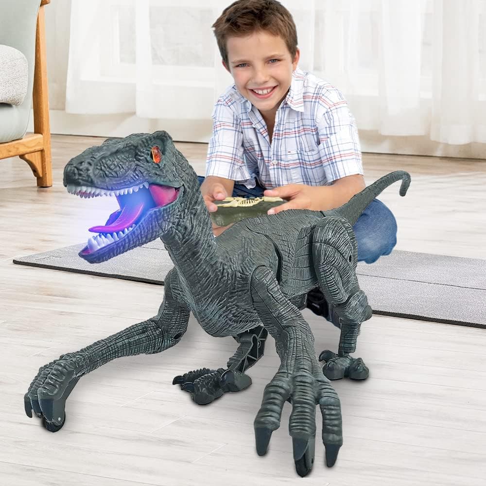 Remote Control Dinosaur Toys for Boys 4-7 Dinosaur Robot Toys with Verisimilitude Sound for Boys (Gray)