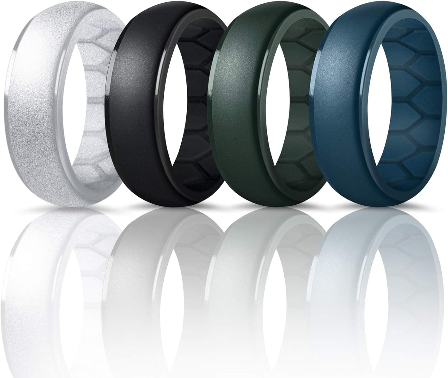 Forthee Silicone Wedding Ring for Men, Breathable Airflow Inner Curve, Mens' Rubber Wedding Engagement Bands for Crossfit Workout