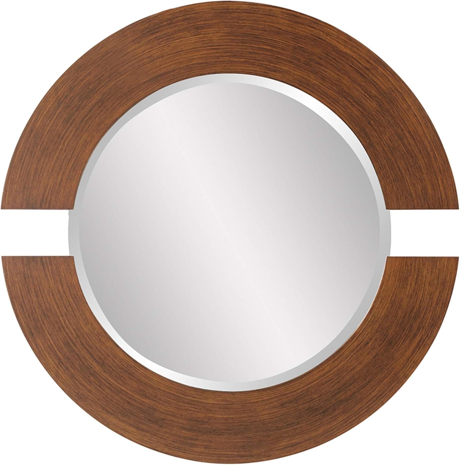 Howard Elliott Hanging Beveled Round Orbit Wall Mirror, Wood, 38 Inch