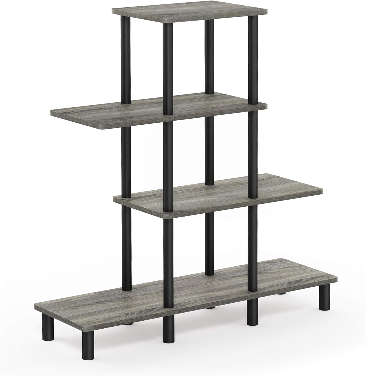 Furinno Turn-N-Tube 4-Tier Design Display Rack, French Oak Grey/Black
