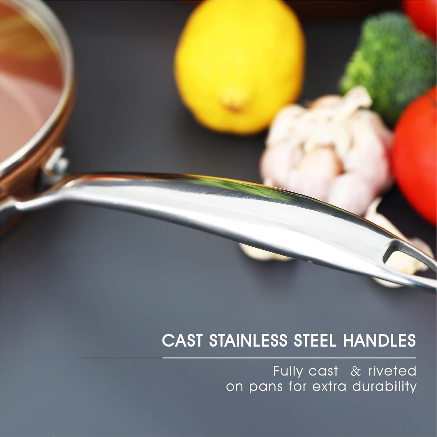 Kitchen Academy 6 Piece Copper HammeredNonstick Induction Cookware Set