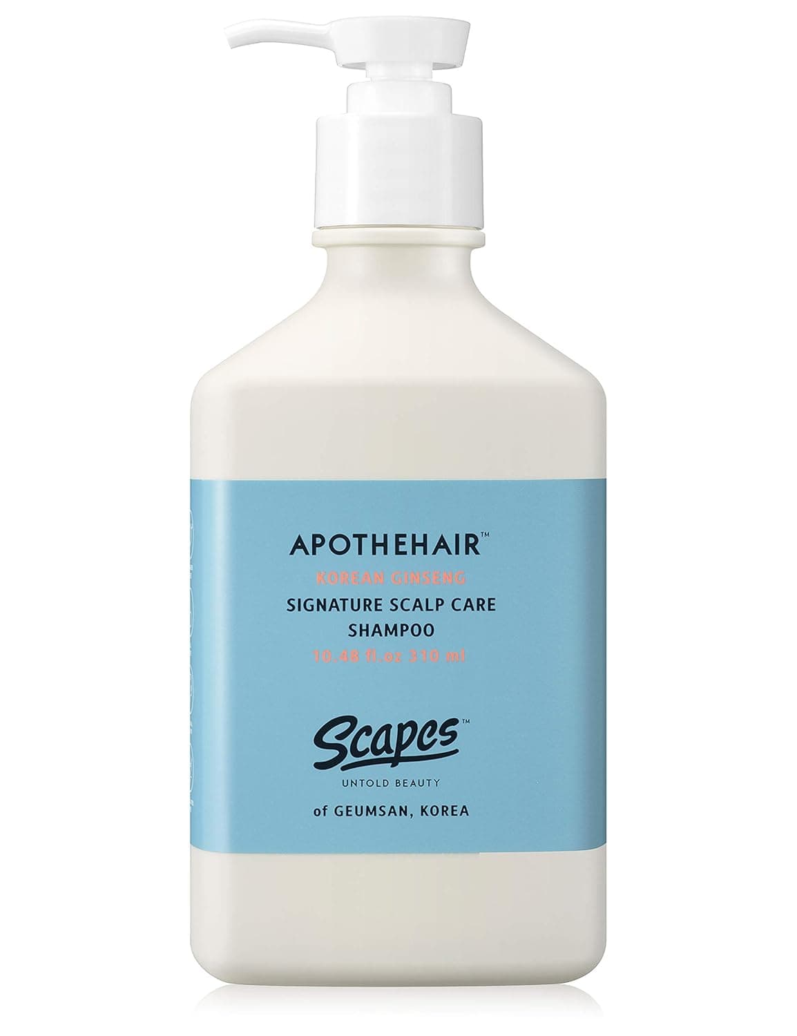 SCAPES UNTOLD BEAUTY] Apothehair ::Korean Ginseng:: Signature Scalp Care Shampoo, 10.48 fl.oz/310 ml ::Made in KOREA:: K-Beauty