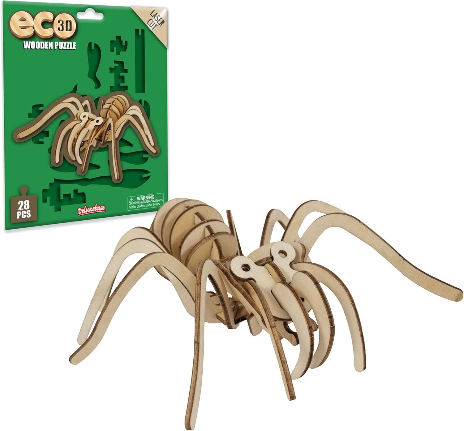 Eco 3D Wooden Puzzle - Tarantula from Deluxebase. DIY Wooden Model Craft kit for Boys and Girls Made from FSC Sustainable Wood