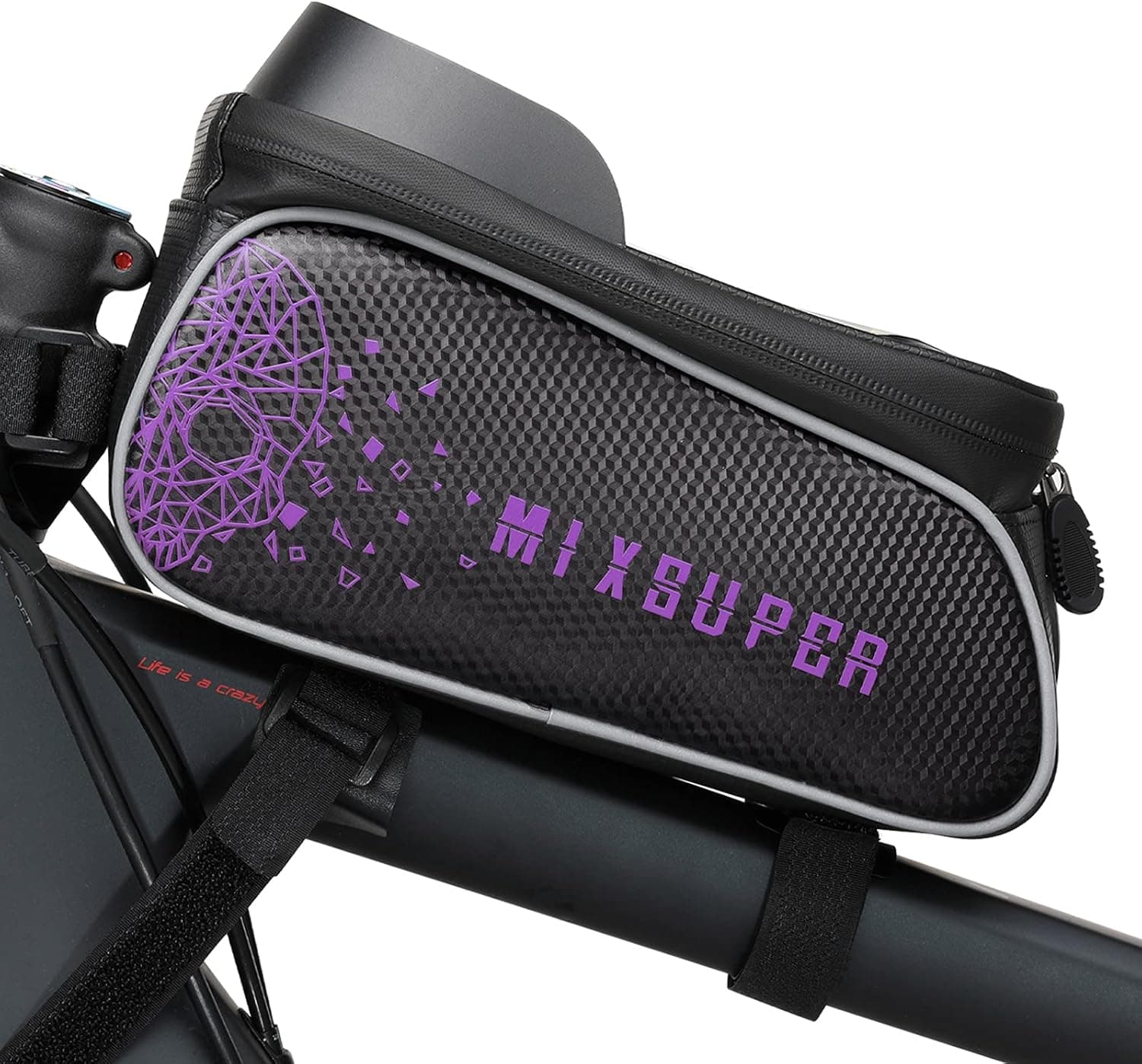 Mixsuper Waterproof Bike Top Tube Bag, Bike Phone Front Frame Bag Compatible with Phone Under 6.7"