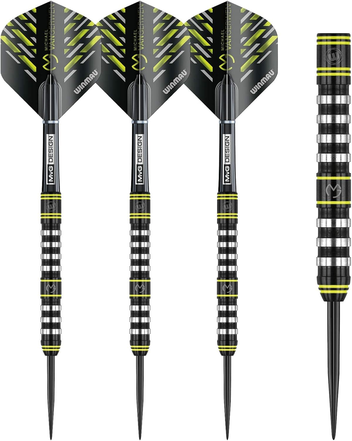 Winmau Michael Van Gerwen MvG Assault 22 Gram Tungsten Darts Set with Flights and Stems (Shafts)