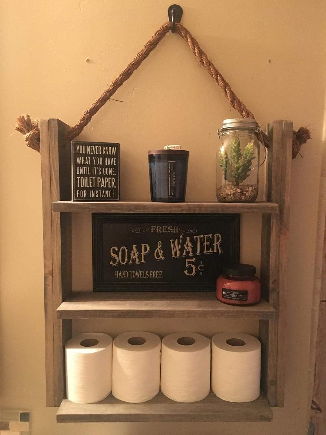 Industrial Wood Bathroom Shelves Wall Mounted 3-Shelf,Rustic Pipe Shelving Wood Shelf with Floating Shelves Towel Holder