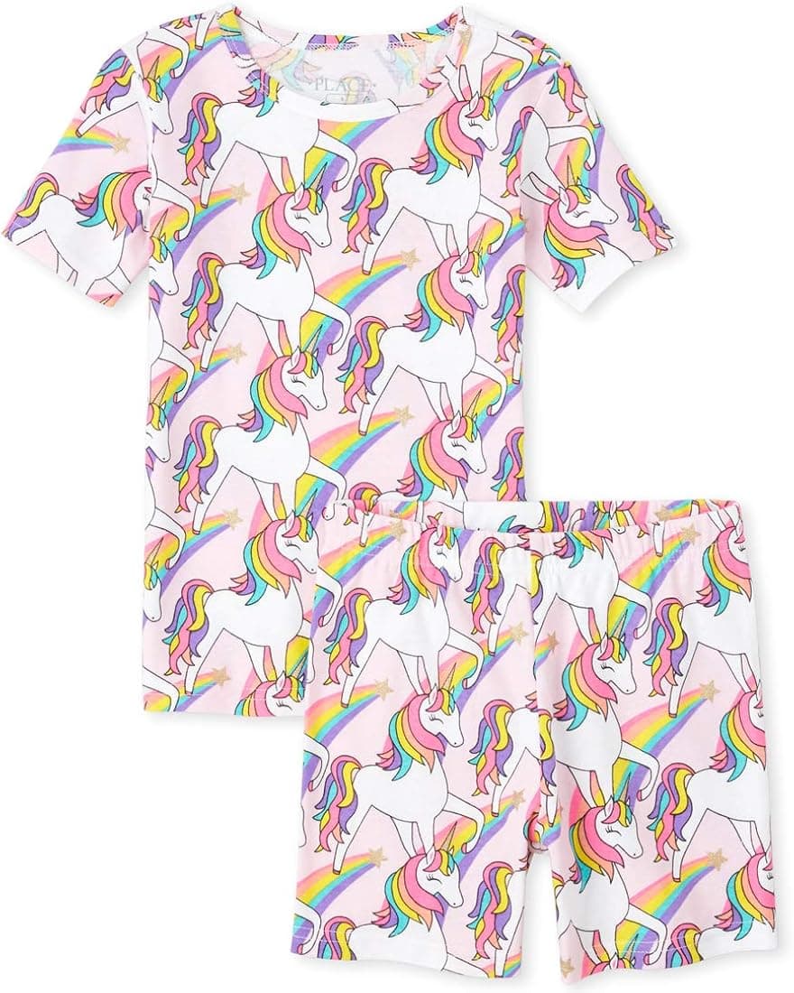 The Children's Place Girls' Graphic Sleeve Pajama Short Set