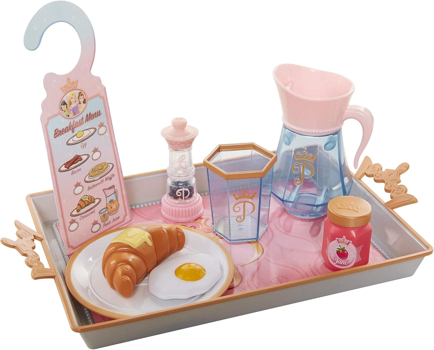 Disney Princess Style Collection Room Service Breakfast Food Kitchen Pretend Play Toys for Kids Includes Serving Tray, Plate Cover, Pitcher & More