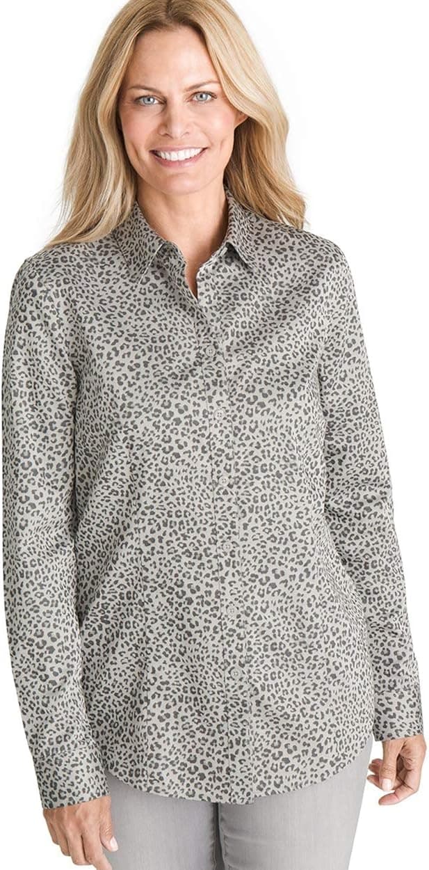 Chico's Women’s No Iron Classic Button Up Shirt with Coolmax All Season Technology