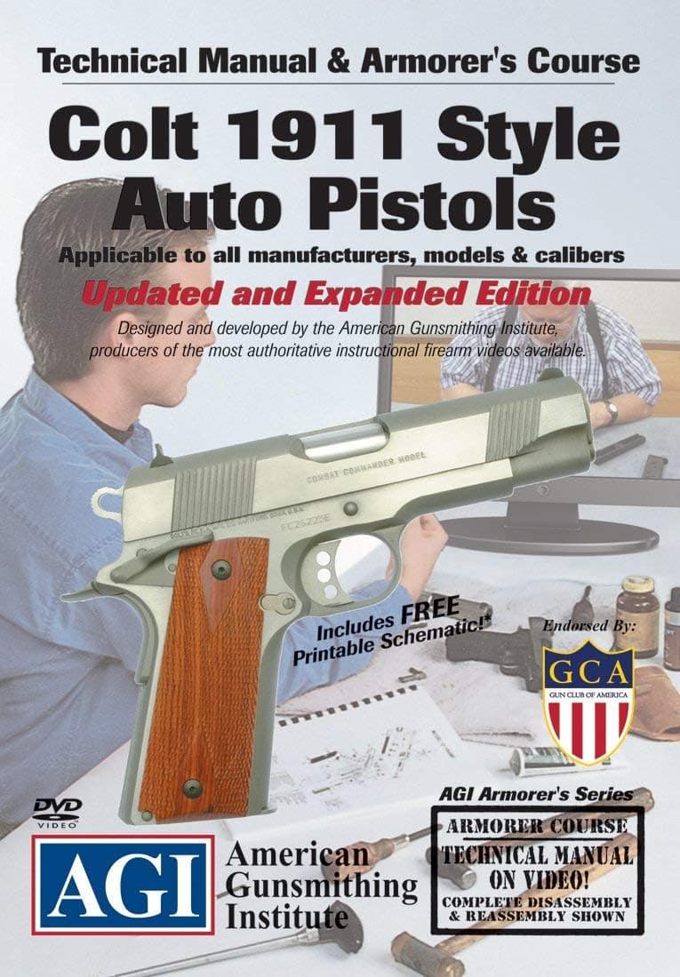 American Gunsmithing Institute Colt 1911 .45 Auto Pistol Armorer’s Course Video on DVD - Technical Instructions for Gun Disassembly, Cleaning, Reassembly and More