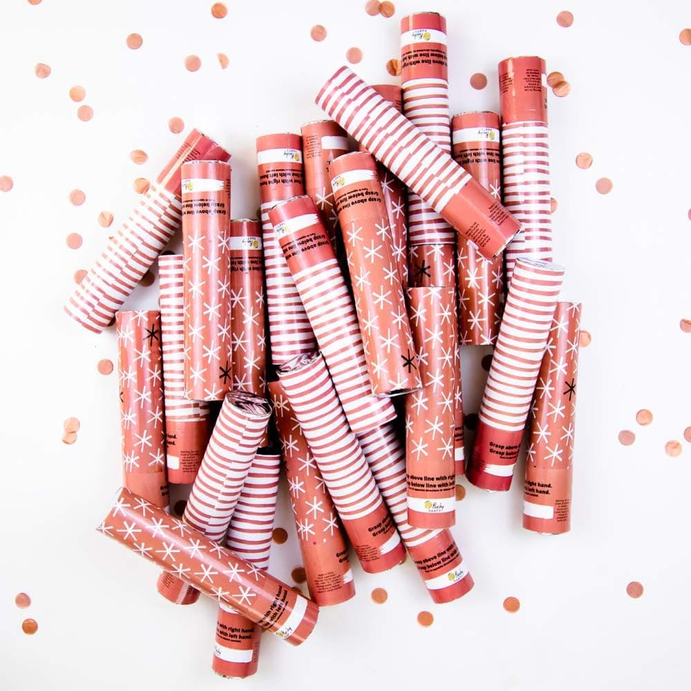 Peachy Party Rose Gold Party Poppers Confetti Shooters Set of 24 - Confetti Cannon for Wedding, New Years Eve, Birthday, Parties - Biodegradable Confetti Popper - Confetti Cannons - Party Supplies