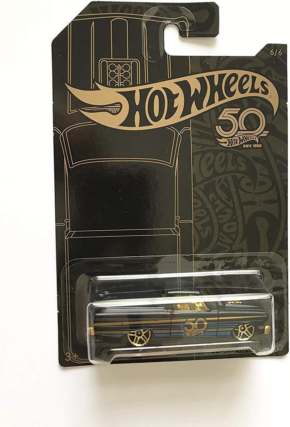 Hot Wheels 2018 50th Anniversary Black & Gold Series 1/64 Scale Diecast Model Car ('65 Ford Ranchero)