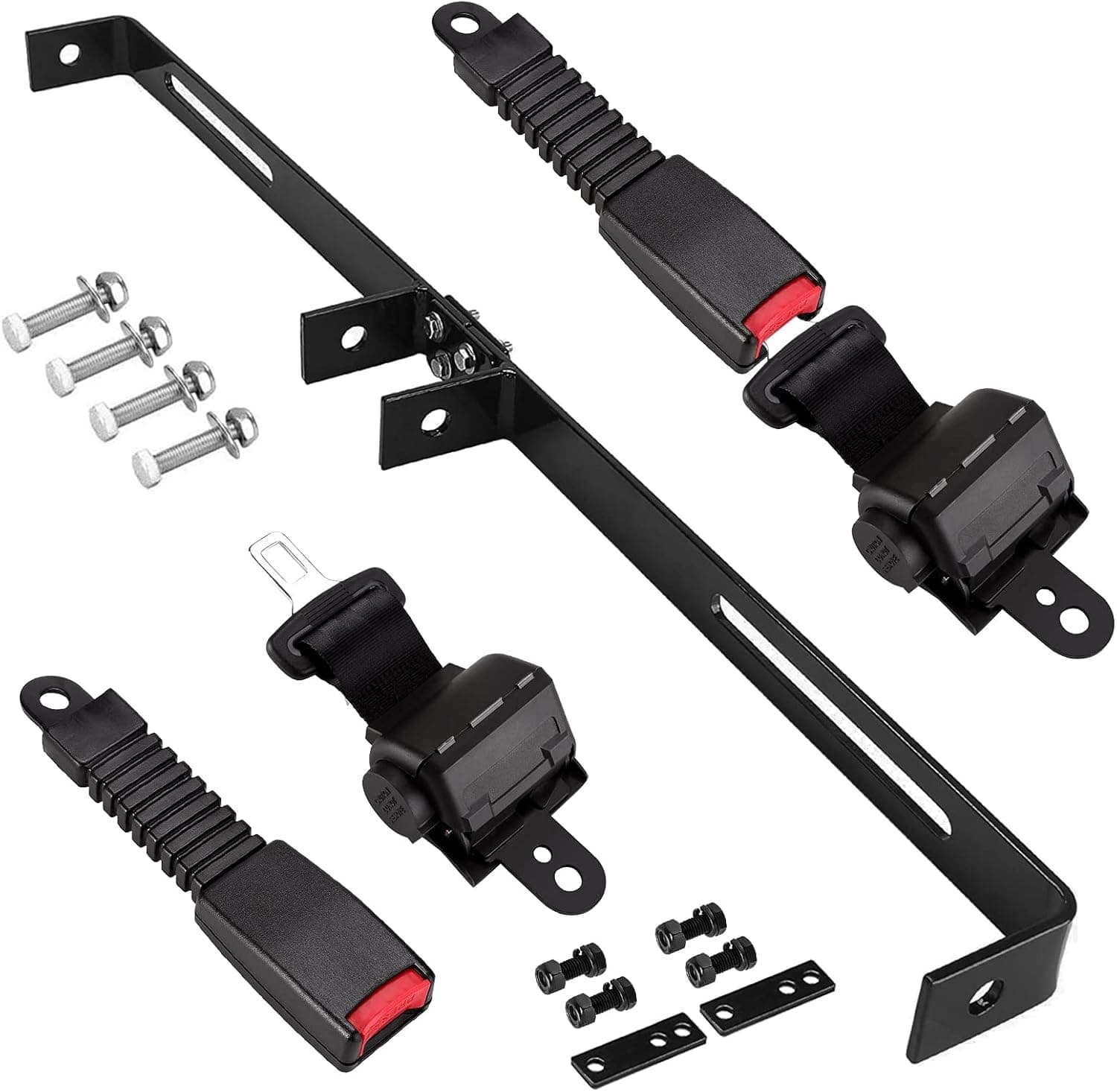 Golf Cart Seat Belt Bracket Kit Retractable 47.64” Seat Belts Bracket Kit for EZGO Club Car Yamaha Note:Not Fit Club Car Precedent/Onward/Tempo/Yamaha G29/Drive/Drive2 and EZGO RXV Models
