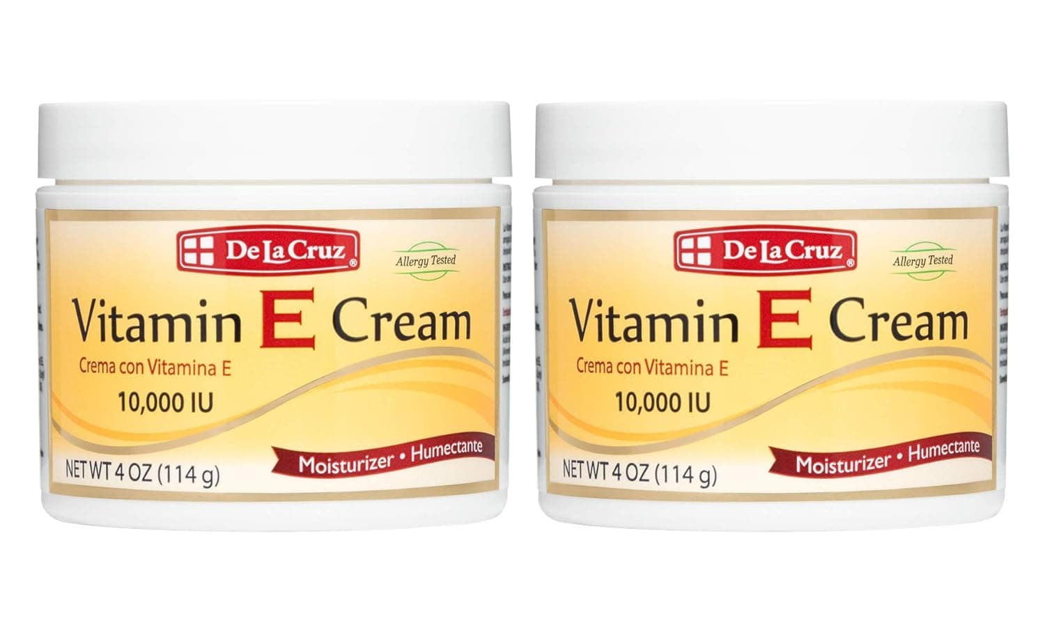 De La Cruz Vitamin E Cream Moisturizer for Face and Neck - Moisturizing Skin Care for All Skin Types - Made in USA, 4 OZ. (2 Pack)