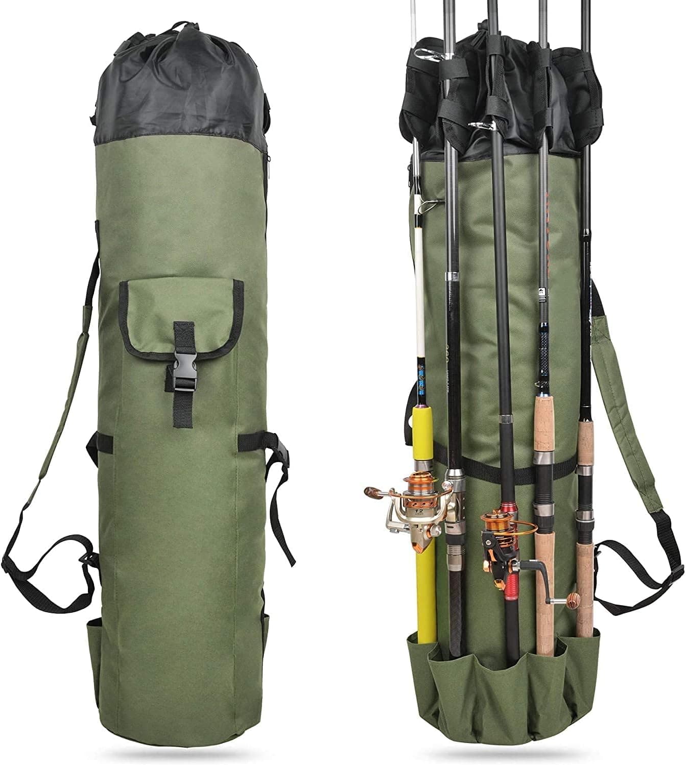 Fishing Pole Bag Carrier Fishing Rod Bag Holder Fishing Rod Carrier Fishing Pole Travel Case Tackle Box Storage Multifunctional Stand Bags Large Capacity Lightweight Fishing Gear Organizer with Adjust