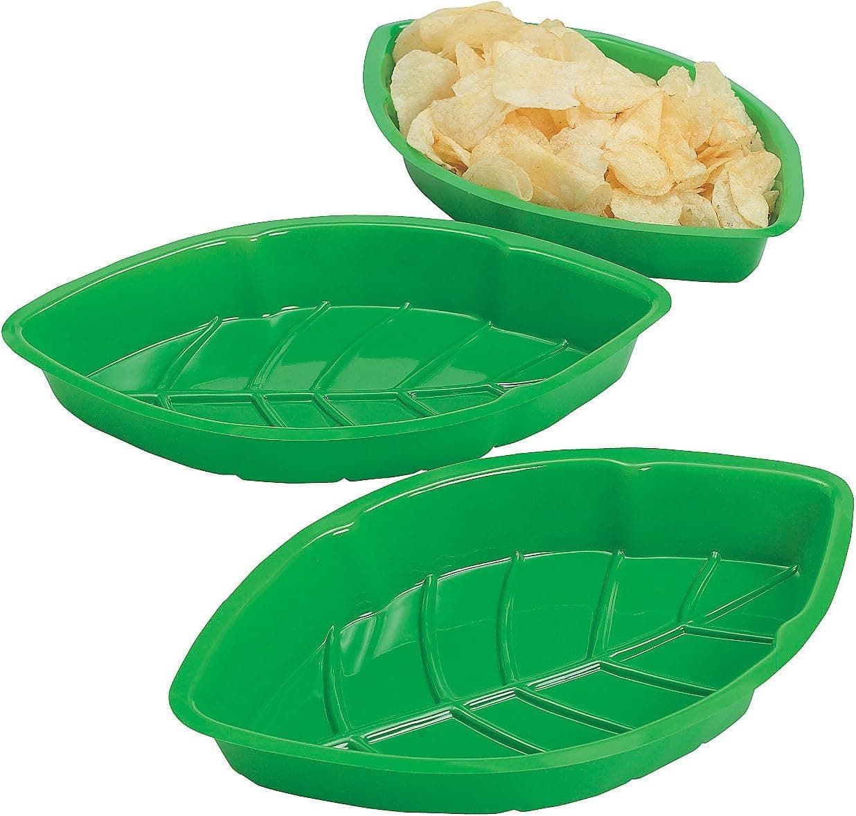 Fun Express - Vacuum Plastic Palm Leaf Serving Trays for Spring - Party Supplies - Serveware & Barware - Serving Platters - Spring - 12 Pieces