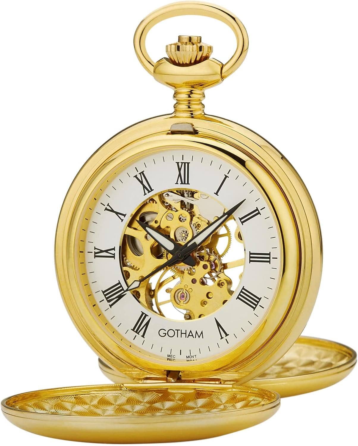 Gotham Men's Gold-Tone Mechanical Pocket Watch with Desktop Stand # GWC14050G-ST
