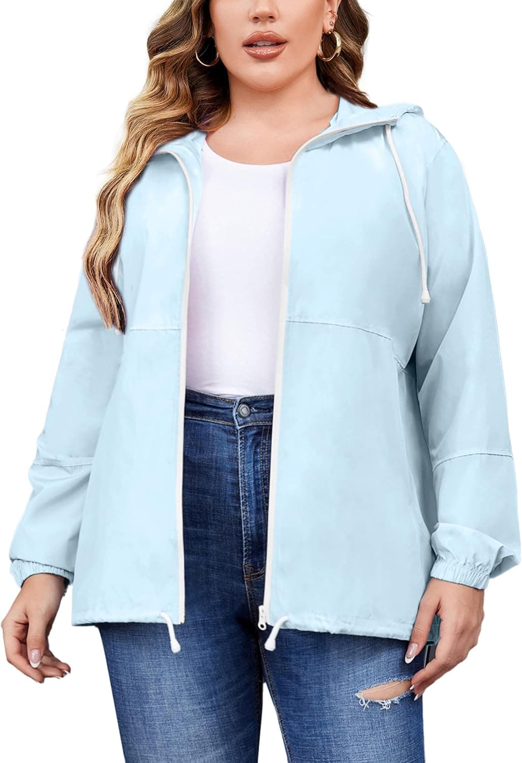 IN'VOLAND Women's Plus Size Rain Jacket Waterproof Rain Coat Windbreaker Raincoats with Pocket
