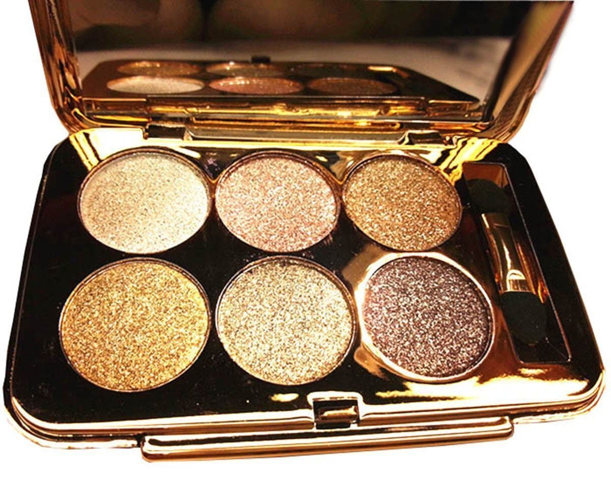 Christmas Gift for Women, Glitter Eyeshadow Palette 6 Colors Sparkle Eyeshadow Shimmer Ultra Long Lasting Makeup Palette for Valentine's Day Wedding Evening Party