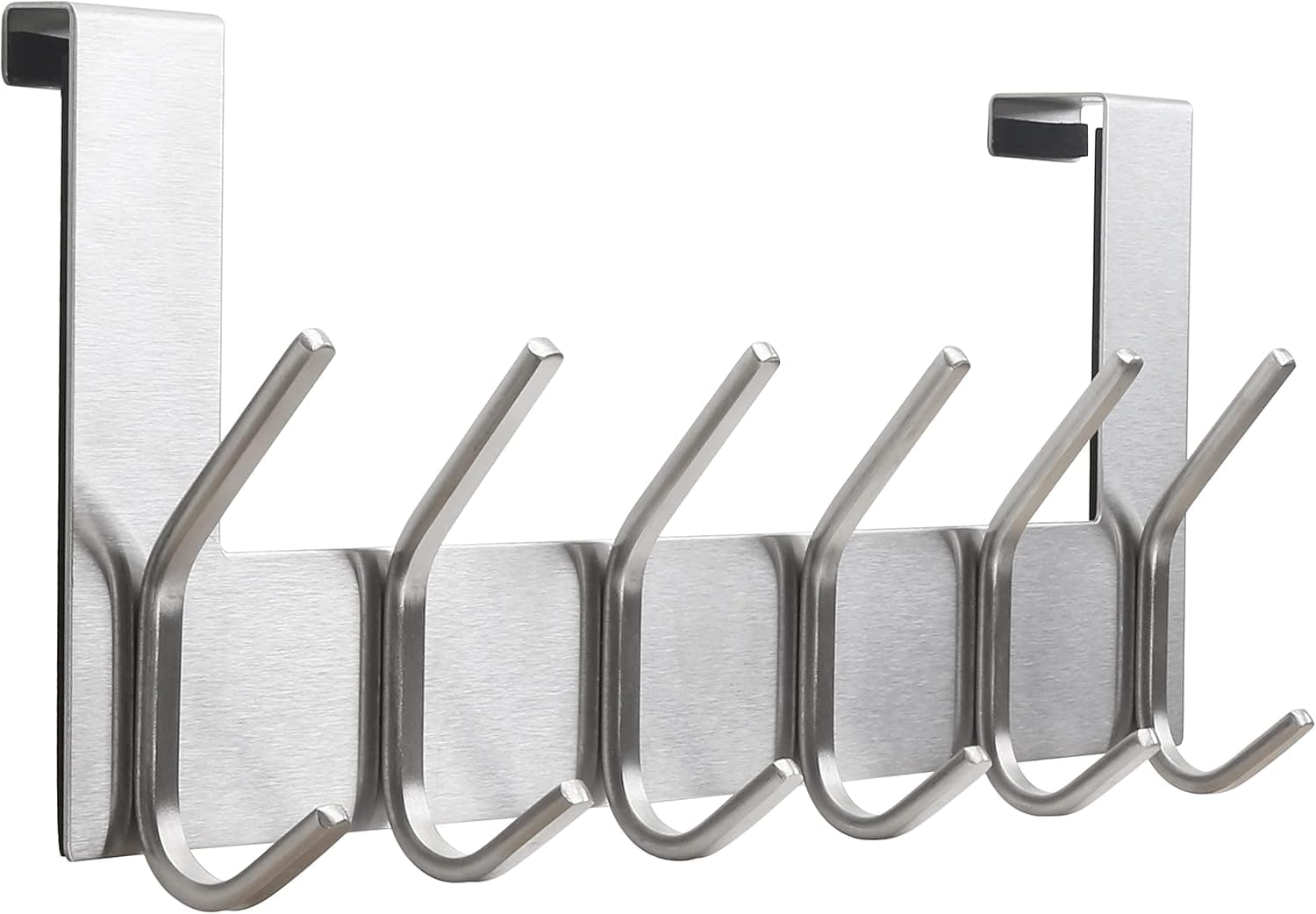 Dseap Over The Door Hook Hanger - 6 Hooks Over Door Coat Rack for Hanging Clothes Hat Towel, Brushed Nickel