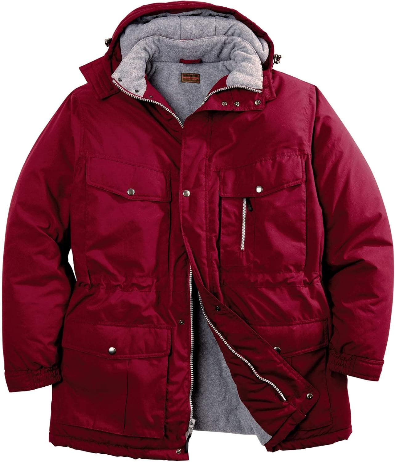 Boulder Creek by KingSize Men's Big & Tall Fleece-Lined Parka with Detachable Hood and 6 Pockets - Big - 5XL, Rich Burgundy Red Coat