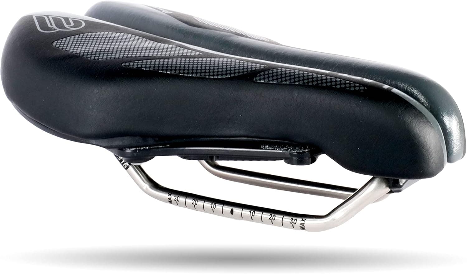 BiSaddle SRT 2.0 Adjustable Bicycle Saddle Noseless with Titanium Rails Custom Fit Comfort,Black w/Grey Accents