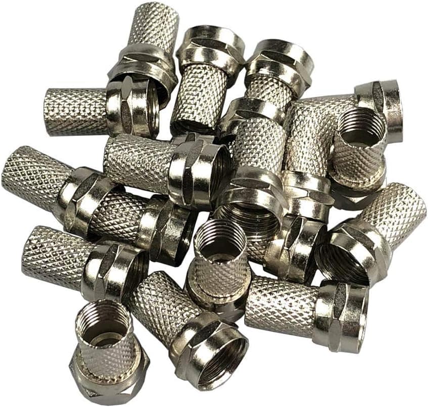 KOSTONA RG6 F Type Twist-On Screw Coaxial Cable RF Connector Adapter Plug of 20 Pack
