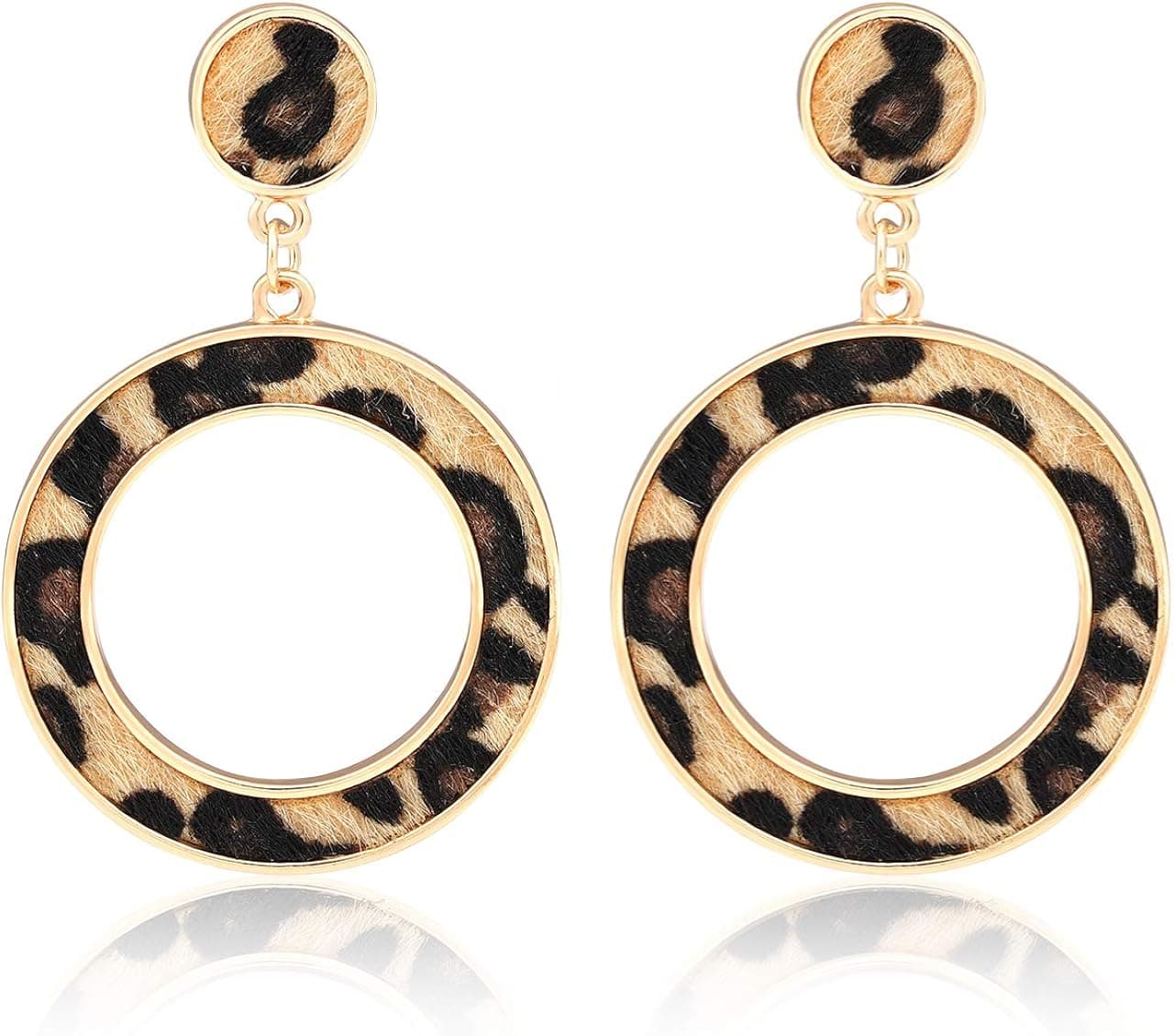 XOCARTIGE Hoop Earrings Leopard Hoop Dangle Earrings for Women Bohemia Statement Drop Earrings Studs Fashion Jewelry