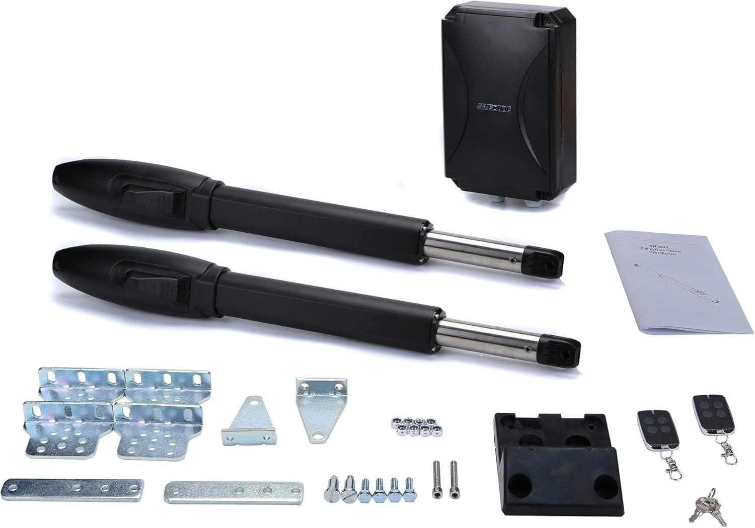 DORTIMATE SW300DC Automatic Gate Opener Kit Heavy Duty Gate Operator for Dual Swing Gates Up to 18 Feet or 660 Pounds per Leaf Gate Motor with 2 Remote Controls