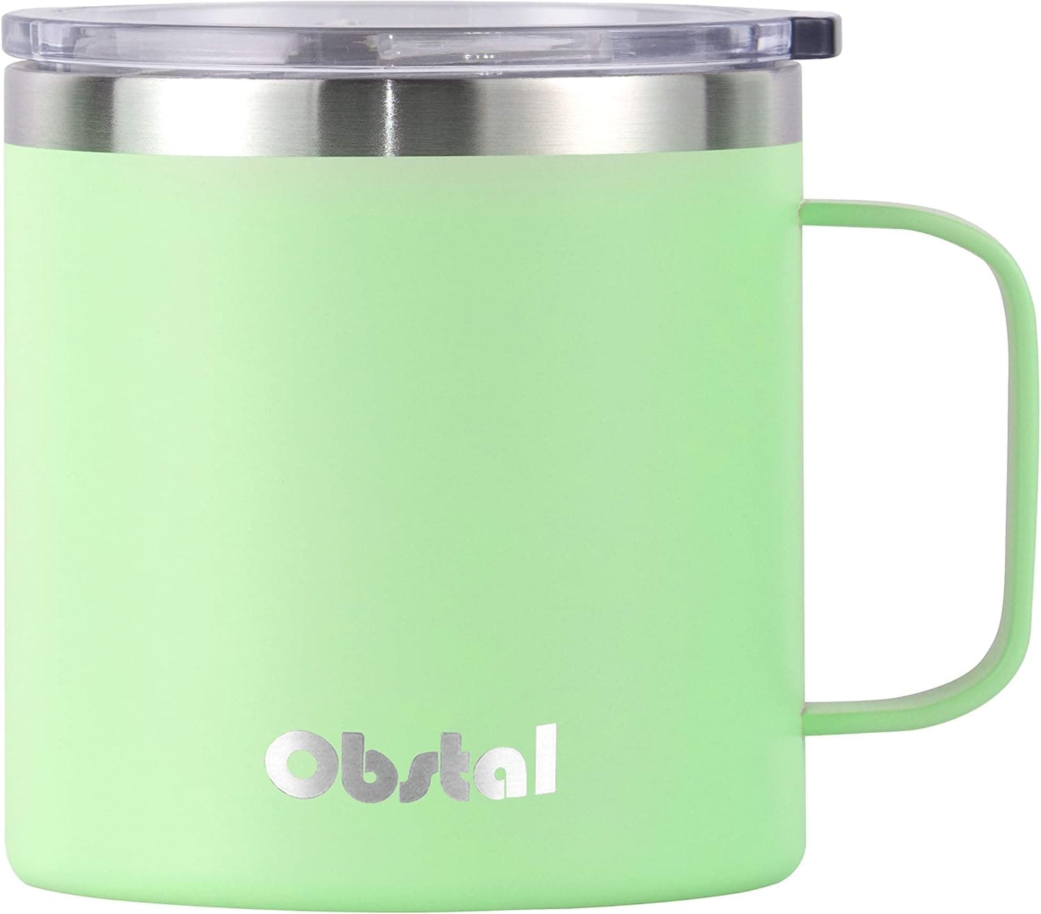 Obstal Insulated Coffee Travel Mug with Lid and Handle, 14 oz Stainless Steel Metal Coffee Cup, Double Wall Vacuum Insulated Tumbler (Green, 1)