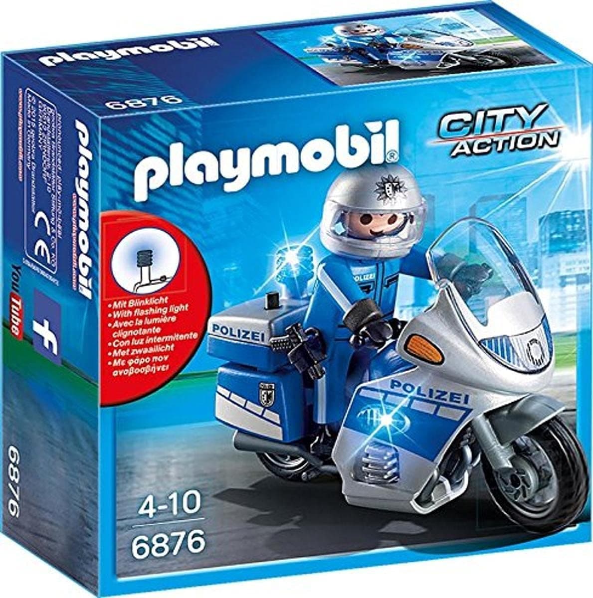 PLAYMOBIL 6876 German Police Motorcycle with Flashing Light