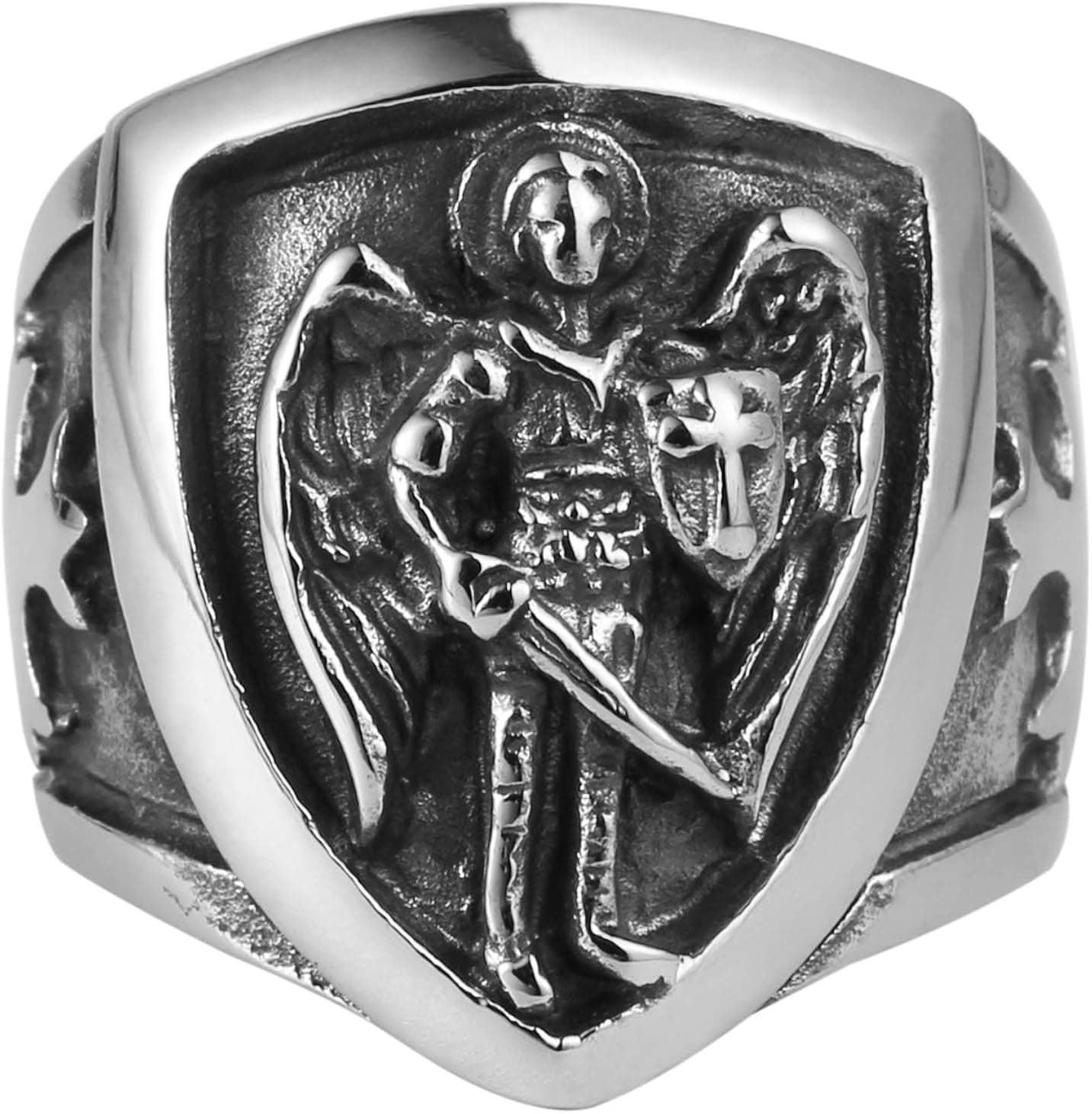 AsAlways Amulet Men Ring Archangel St.Michael Saint Shield Protection The Patron Saints Medals