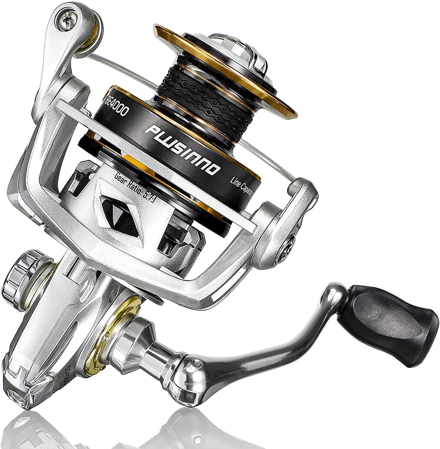 PLUSINNO Fishing Reel, 5.7:1 High Speed Spinning Reel,9 +1BB,Premium Drag System with17-22 LB Max Drag,Ultra Smooth Powerful, Lightweight Graphite Frame, CNC Aluminum Spool for Saltwater Freshwater
