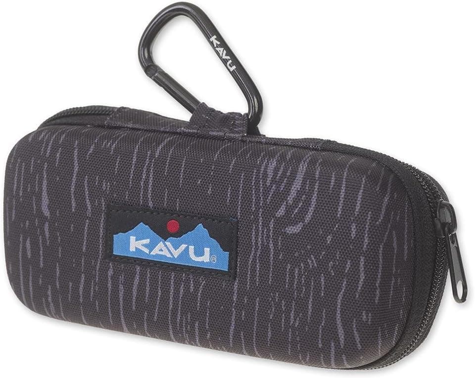 KAVU Solar Flare Semi Hard Sunglasses Case with Carabiner Clip - Black Oak