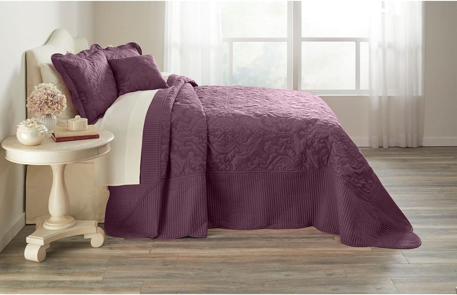 BrylaneHome Amelia Bedspread - King, Eggplant Purple