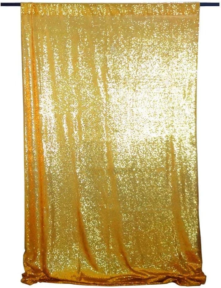 San Tungus 4ftx8ft Holiday Party Sequin Photo Booth Backdrop Sparkly Curtain for Wedding, Gold