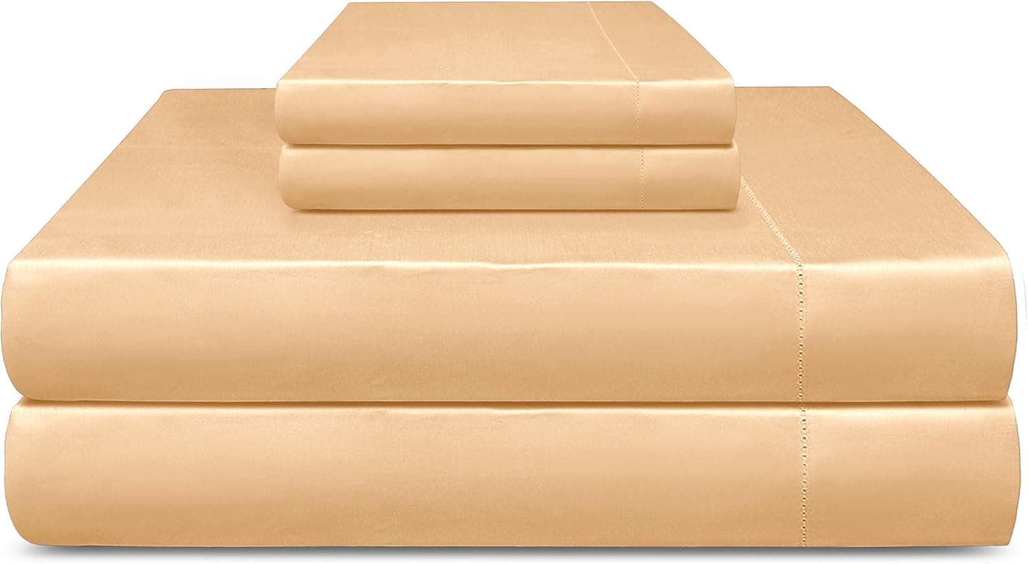 Adriana Tivoli Cotton Queen Sheets Set 800 TC Pure Cotton Bedsheet with Top/Bottom Label Extra-Long Staple Sateen Weave 100% Cotton 18" Deep Pocket Luxury Bedding Sheets (Butter, 4 Pcs)