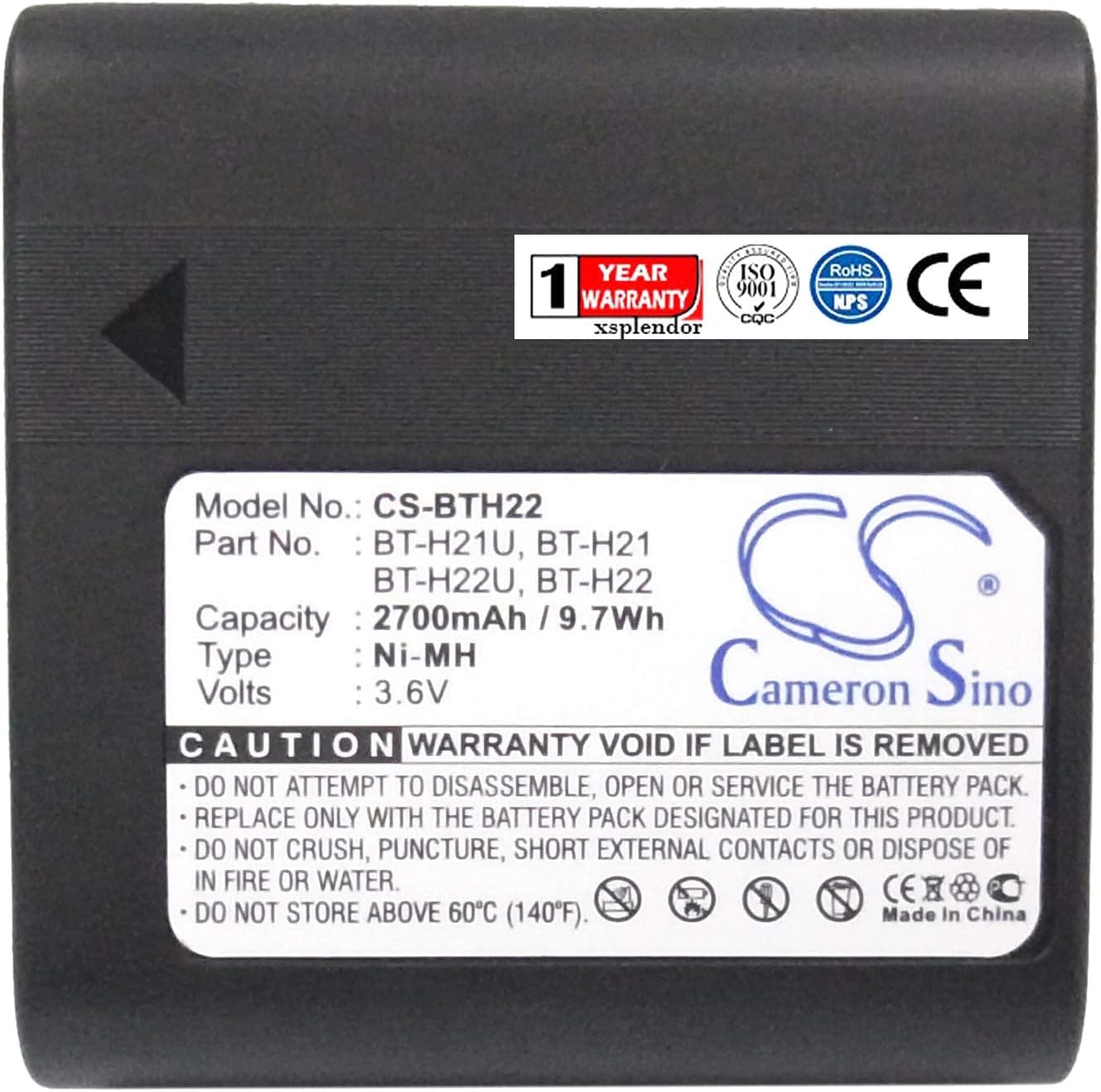 XPS Replacement Battery Compatible with Sharp VL-8 VL-8888 VL-A10 VL-A10E VL-A10H and Others PN Sharp BT-H21 BT-H21U BT-H22 BT-H22U