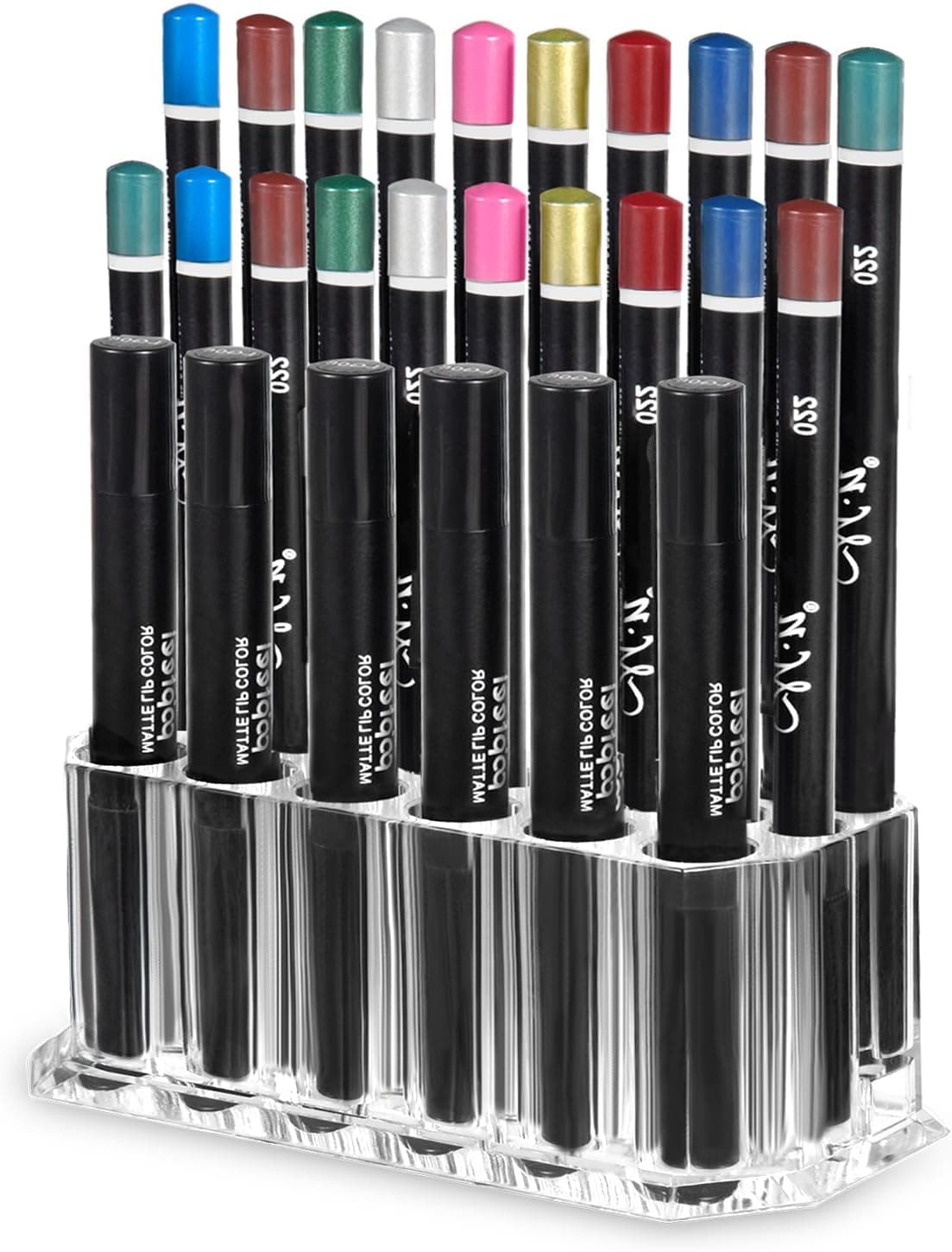 HBlife Clear Acrylic Makeup Eyeliner Lip Liner Holder Organizer, 26 Slots