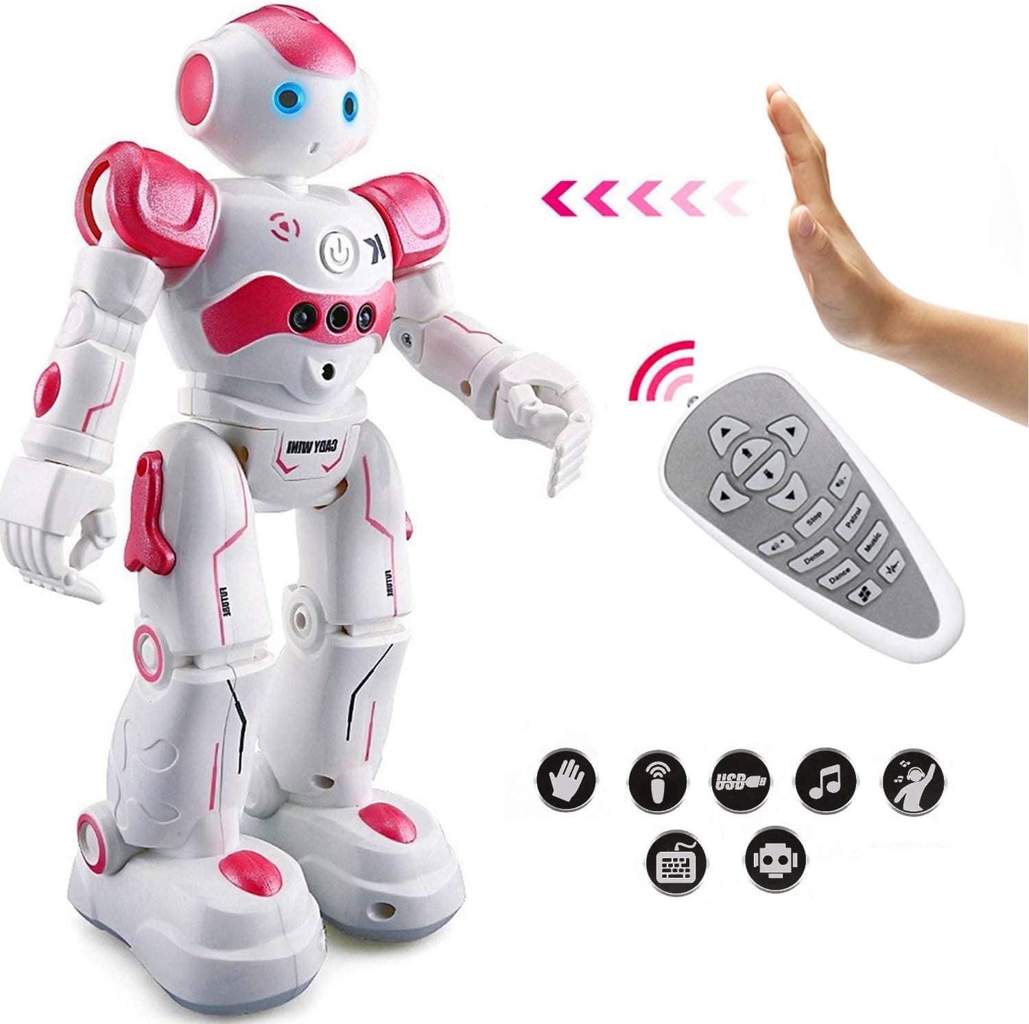 Eholder RC Smart Robot Toy for Kids Gesture Sensing Dancing Walking Remote Control Robot Intelligent Programmable Educational RC Robot Robotics Toys Gift for 5-10 Year Old Girls Pink Robots