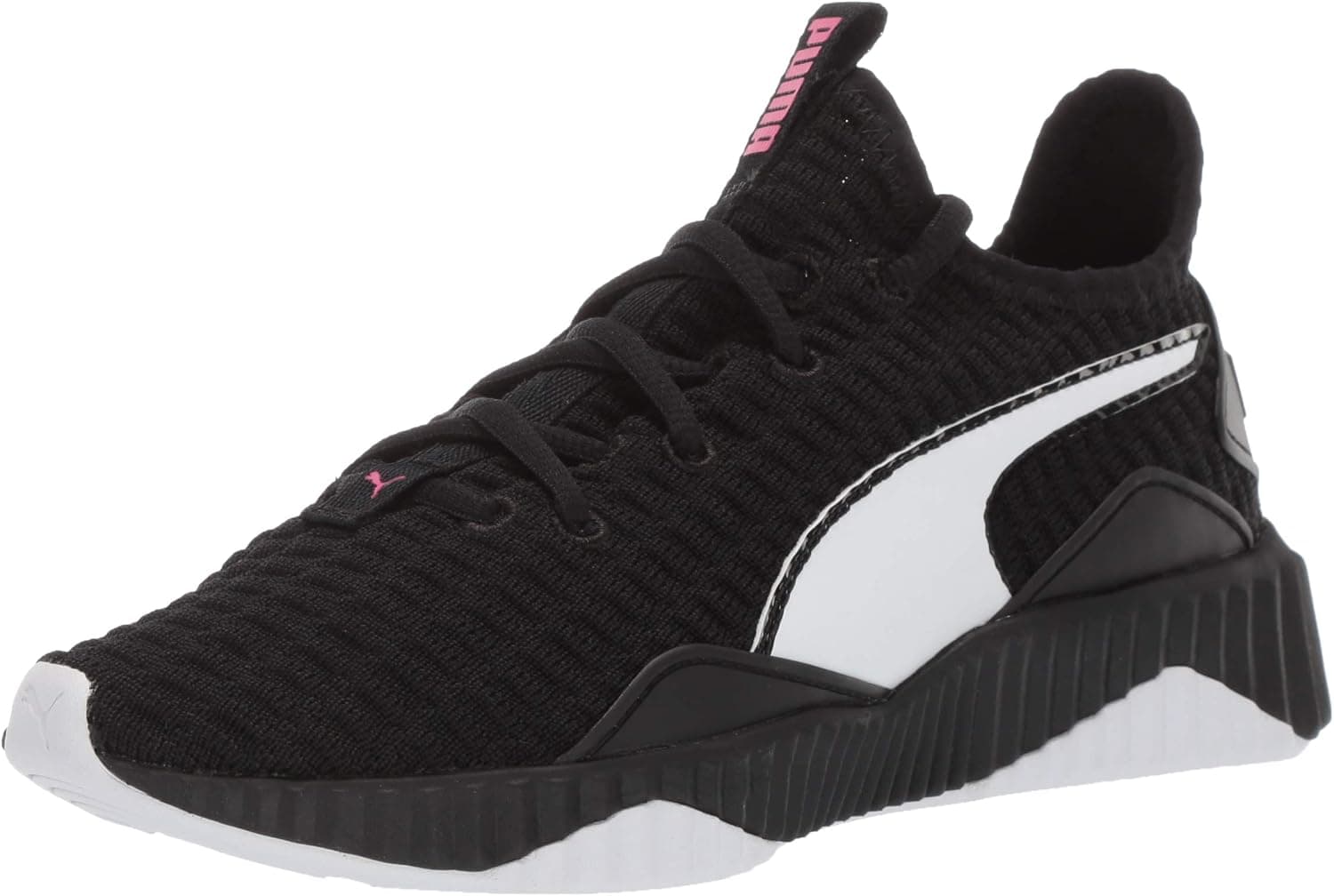 PUMA Unisex-Kid's Defy Sneaker, Black-White, 7 M US Big Kid