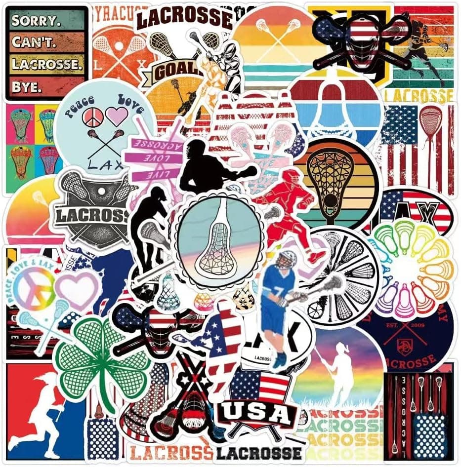 Lacrosse Stickers |50Pcs Lacrosse Waterproof Vinyl Decals for Water Bottles Laptop Luggage Cup Computer Mobile Phone Skateboard Guitar Décor