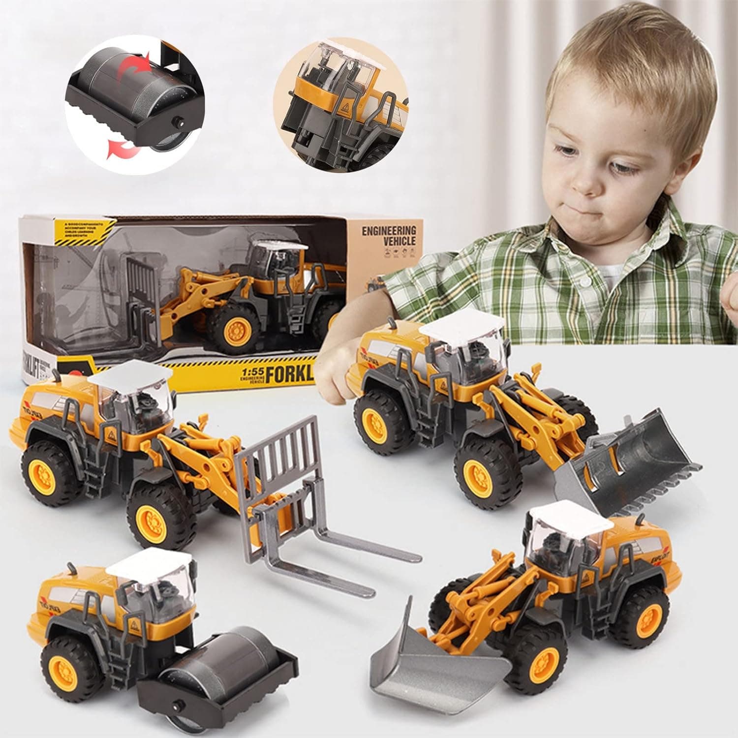 Qiopertar 1:55 Simulation Alloy Car Model Engineering Mixer Truck Transportation Tanker Construction Vehicle Holiday ModelToys Gift for Boys Girls
