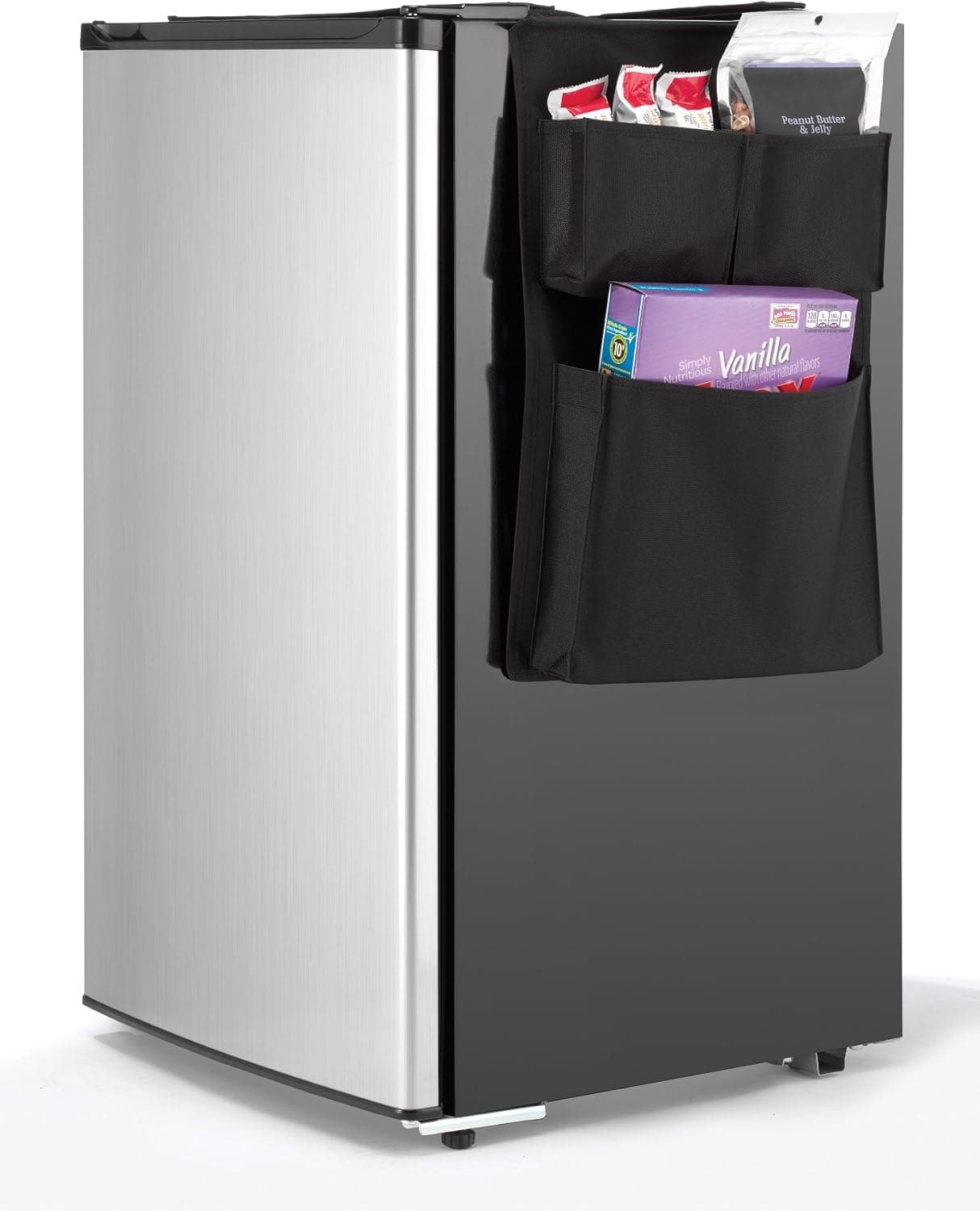 HomeCrate Over The Fridge Compact Caddy, 2 Sided Storage Organizer - Black