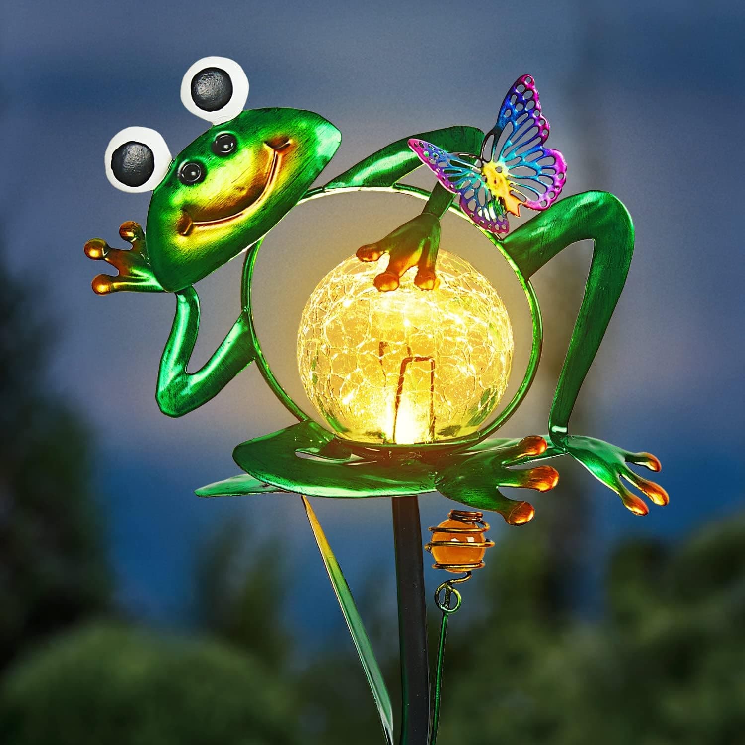 YHSOLAR Frog Garden Solar Lights Outdoor Decorative, 2 Pack Metal Frog Garden Decor for Outside Waterproof Solar Stake Lights for Garden Lawn Ornaments Patio Yard Decorations,Gifts for Men Women