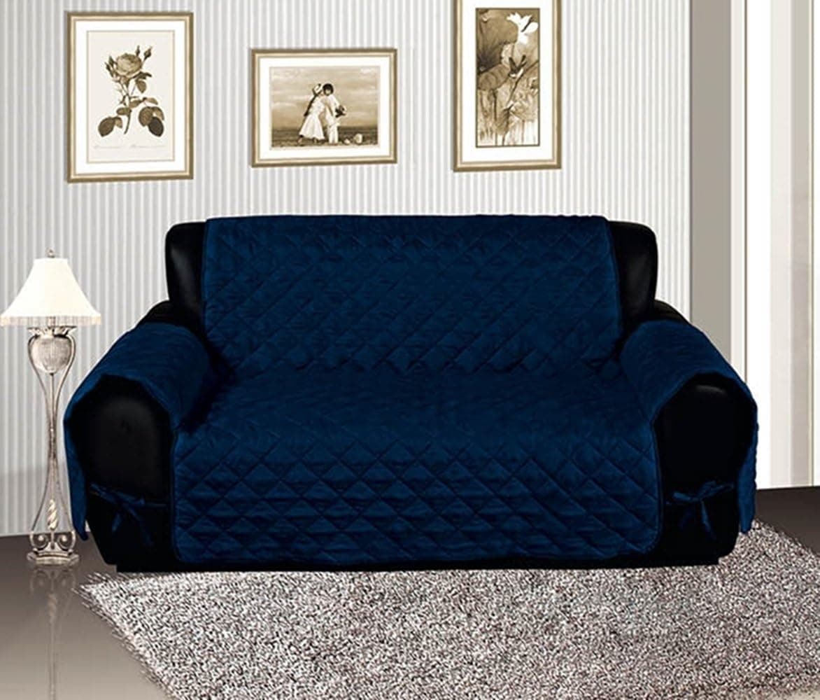 Bednlinens Navy Blue Quilted Micro Suede Pet Dog Loveseat Cover Protector Throw