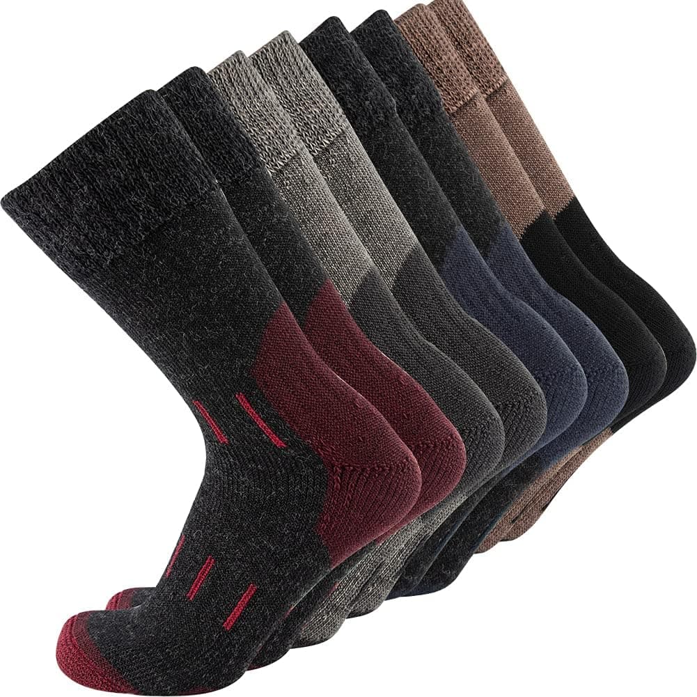 SocksDiary Wool Blend Cushion Crew Socks for US Men 10-13 Warm Walking Socks