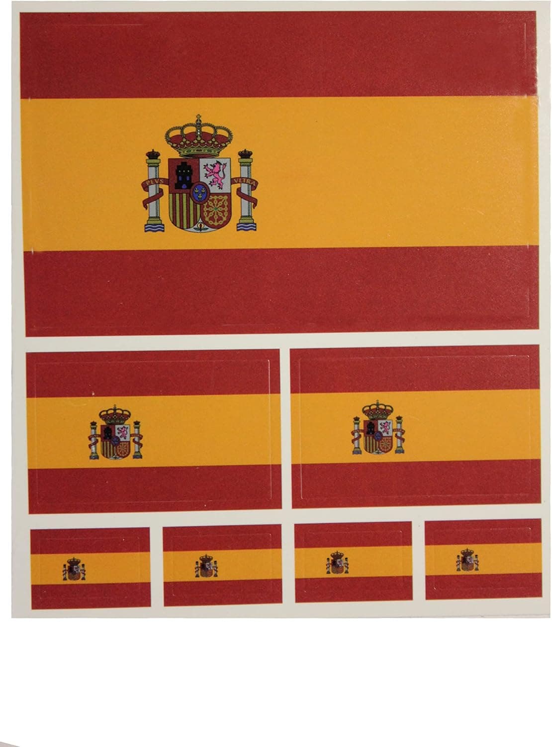 Set of 7 Vinyl Car Stickers, 3 Sizes - Spain Flag