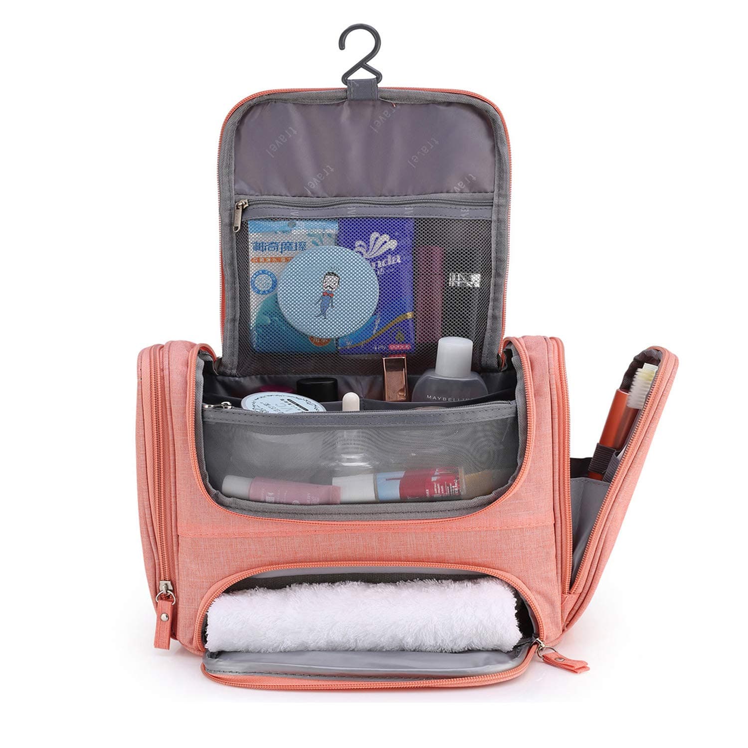 Toiletry Organizer,Hanging Travel Toiletry Bag for Women, Travel Organizer Bag with Large Capacity, Compact Bathroom Organizer Bag for Men, Portable and Waterproof Shower Bag (Red)